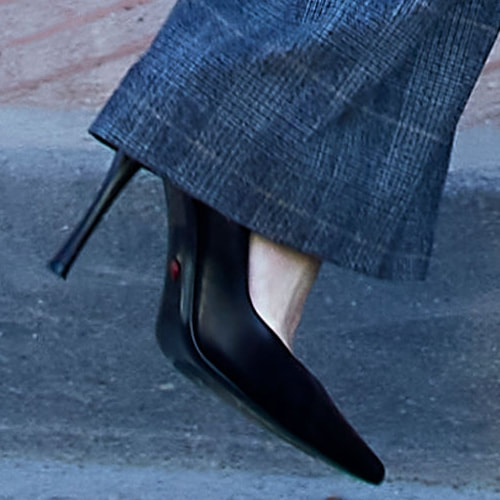 Queen Letizia wears black Magrit pointy-toe pumps