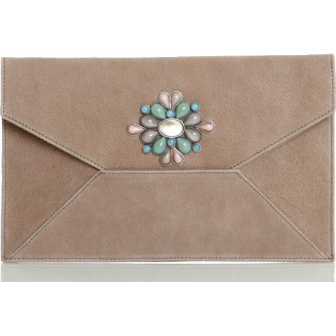 Malababa Felisa Clutch in Taupe Suede