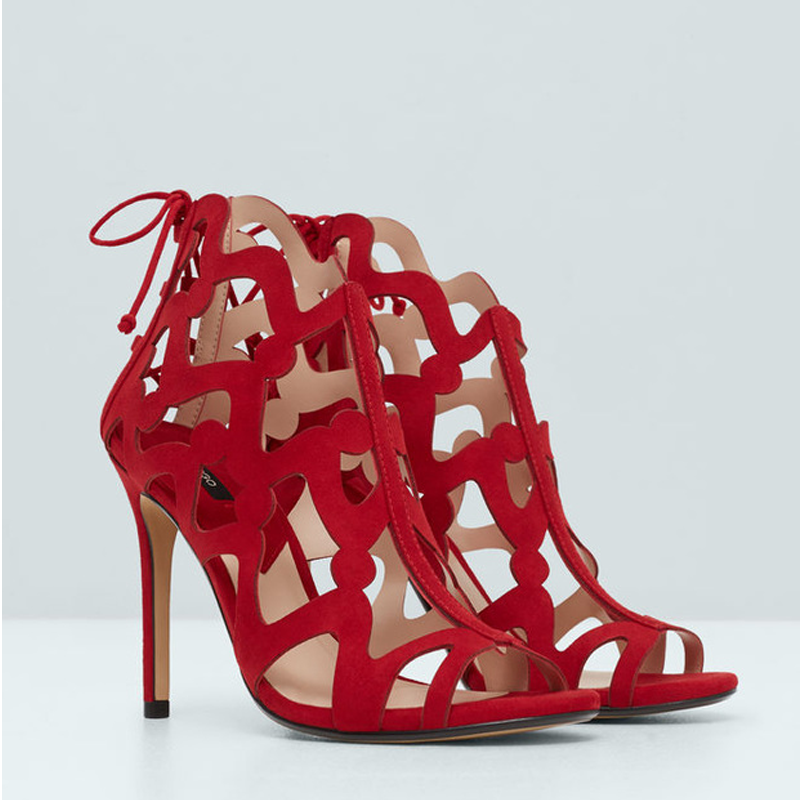 Mango Perforated Design Sandals in Red