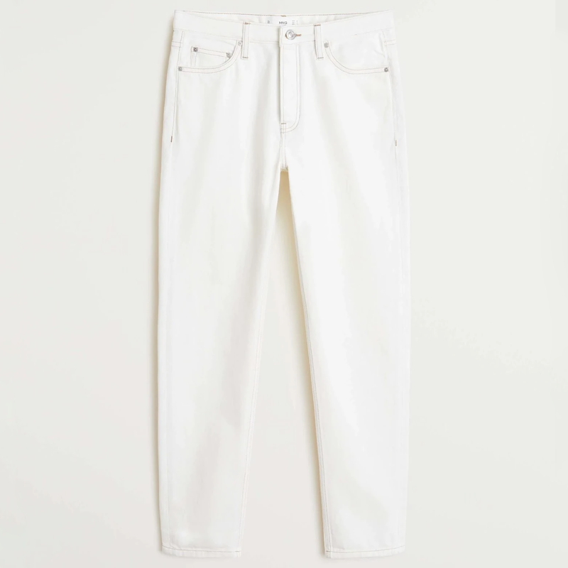 Mango Relaxed Fit Jeans in White