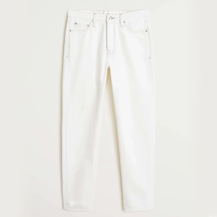 Mango Relaxed Fit Jeans in White