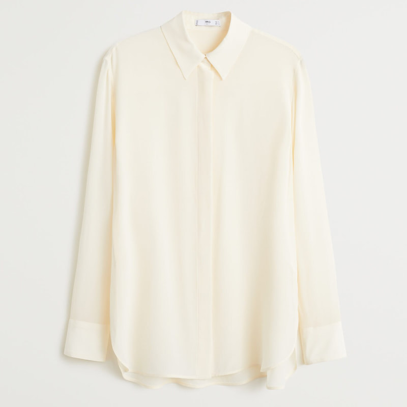 Mango 'Suiza' silk shirt in off-white