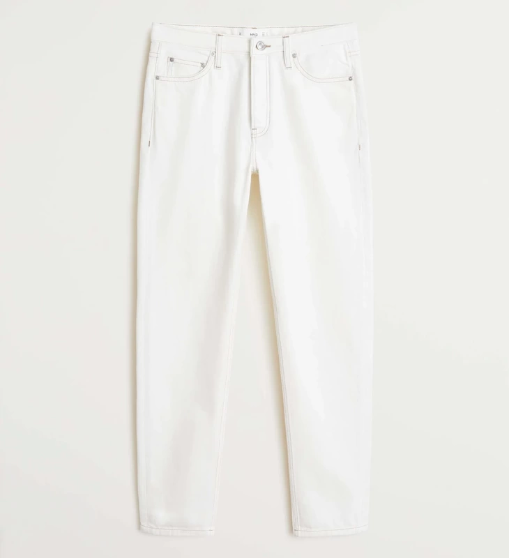 Mango relaxed-fit jeans in white with contrast stitch