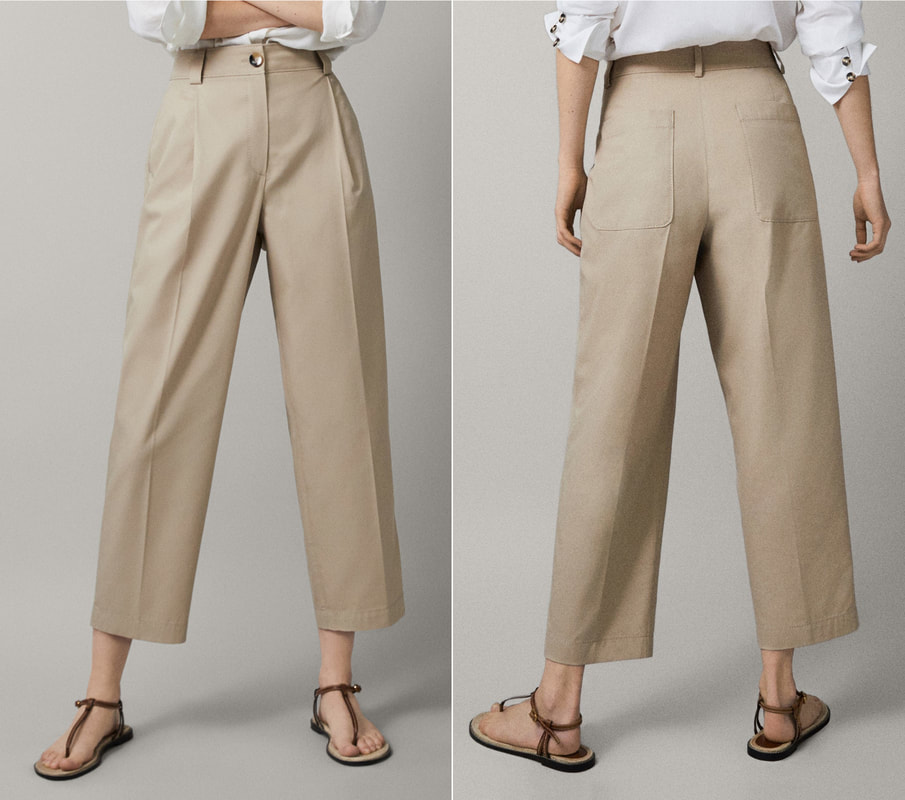 Massimo Dutti darted cropped fit chinos in sand