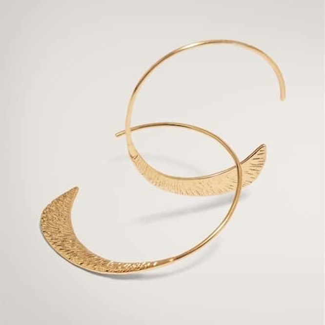 Massimo Dutti Textured Half Moon Earrings in Gold