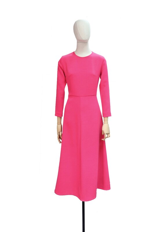 Moises Nieto fuchsia pink fit-and-flare midi dress
