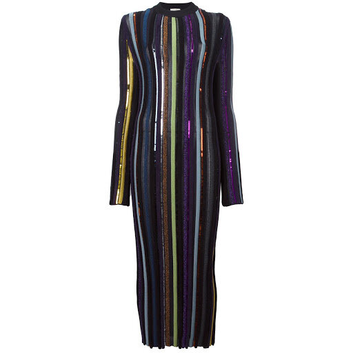 Nina Ricci Embellished Striped Midi Dress