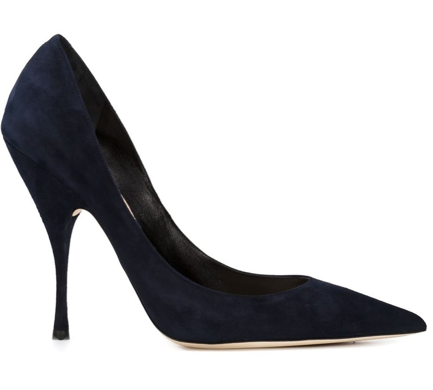 Nina Ricci Pointed Toe Pumps in Navy Suede