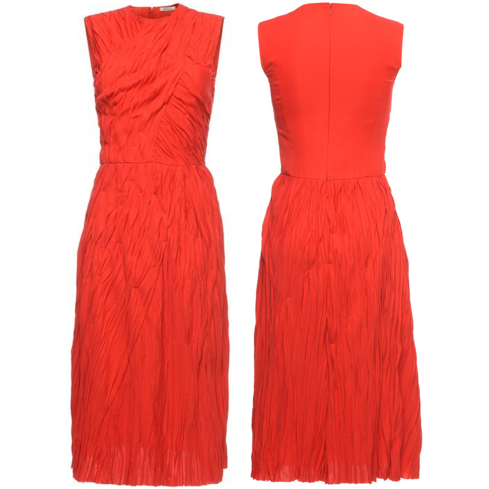Nina Ricci Crinkle-effect Sleeveless Dress in Red