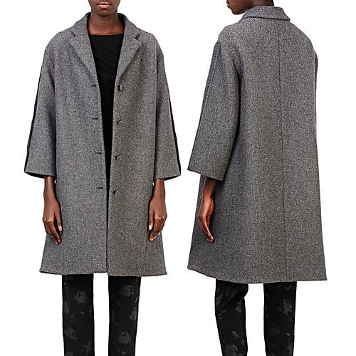 Nina Ricci Tweed Swing Coat in Grey
