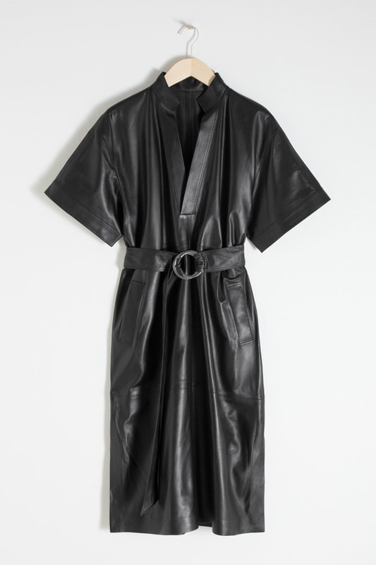 & Other Stories Belted Leather Midi Dress