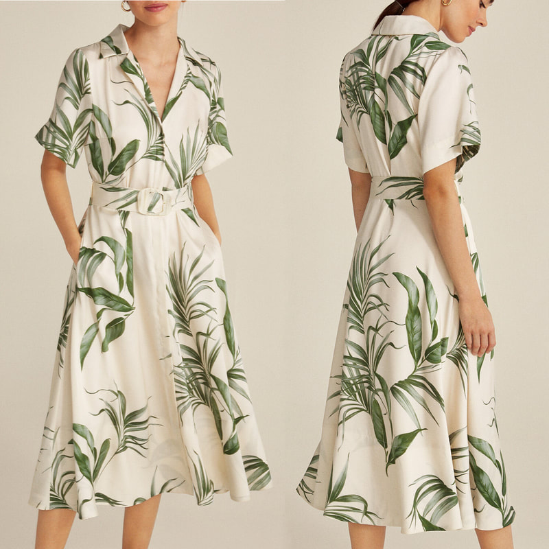 ​Pedro Del Hierro Tropical Printed Belted Shirt Dress