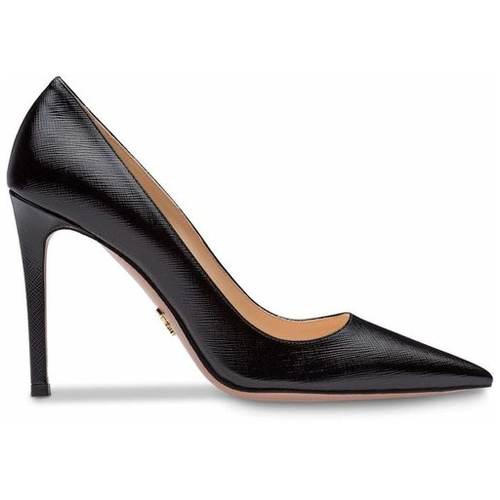 Prada Pointed Toe 100 Pumps in Black Leather