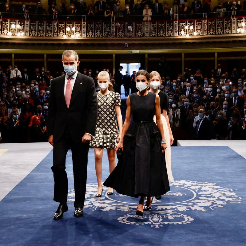 King Felipe VI and Queen Letizia of Spain accompanied by their daughters Leonor, Princess of Asturias and Infanta Sofia, presided over the 2021 Princess of Asturias Awards held at the Campoamor Theater in Oviedo