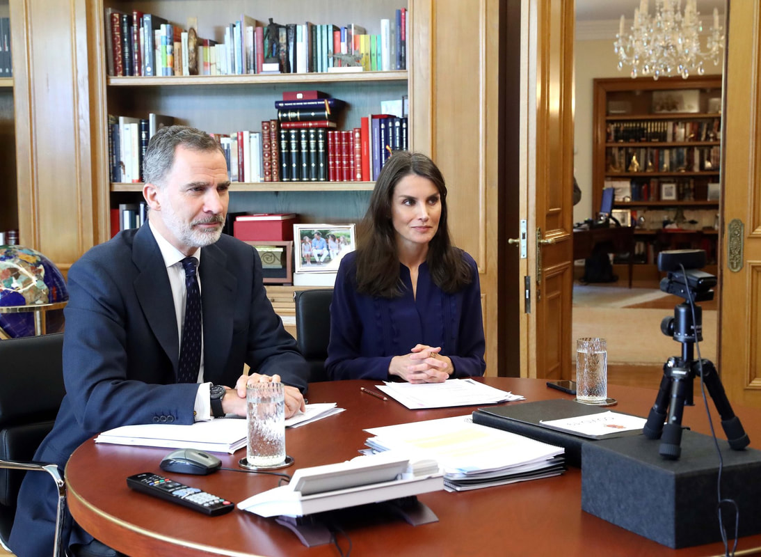 King Felipe VI and Queen Letizia held a video conference with representatives from the Grupo Anecoop (Anecoop Group) on 8 May 2020