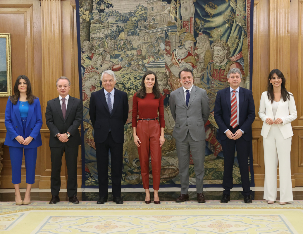 Queen Letizia received representatives from Atresmedia and the Mútua Madrileña Foundation who have joined forces to combat gender violence at Zarzuela Palace on 15th February 2023