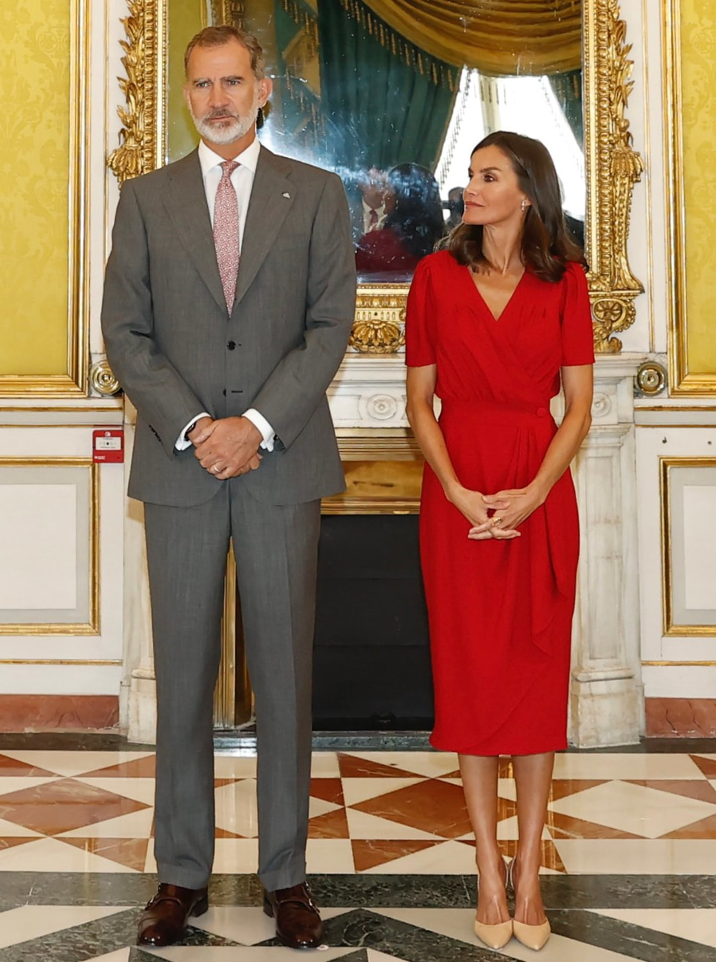 King Felipe VI and Queen of Spain attend the annual meeting of the Board of Trustees of the Cervantes Institute at the Royal Palace of Aranjuez, Madrid on 4 October 2022
