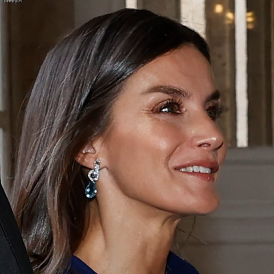 Queen Letizia wears Bulgari aquamarine teardrop earrings