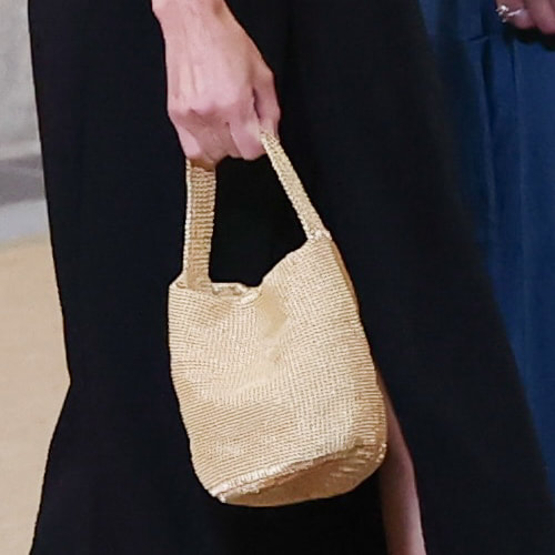 Queen Letizia carries Verdi Traditional Bag in Metal Threads