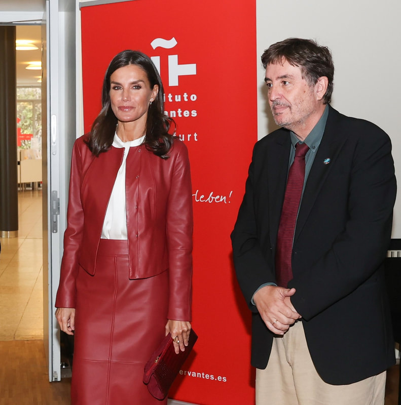 Queen Letizia visits Cervantes Institute in Frankfurt to attend a meeting with German hispanists during State Visit to Germany on 19th October 2022