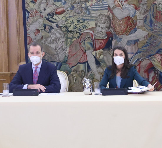 King Felipe Vi and Queen Letizia attends Delegate Commission of the Princess of Girona Foundation meeting on 5 February 2021 