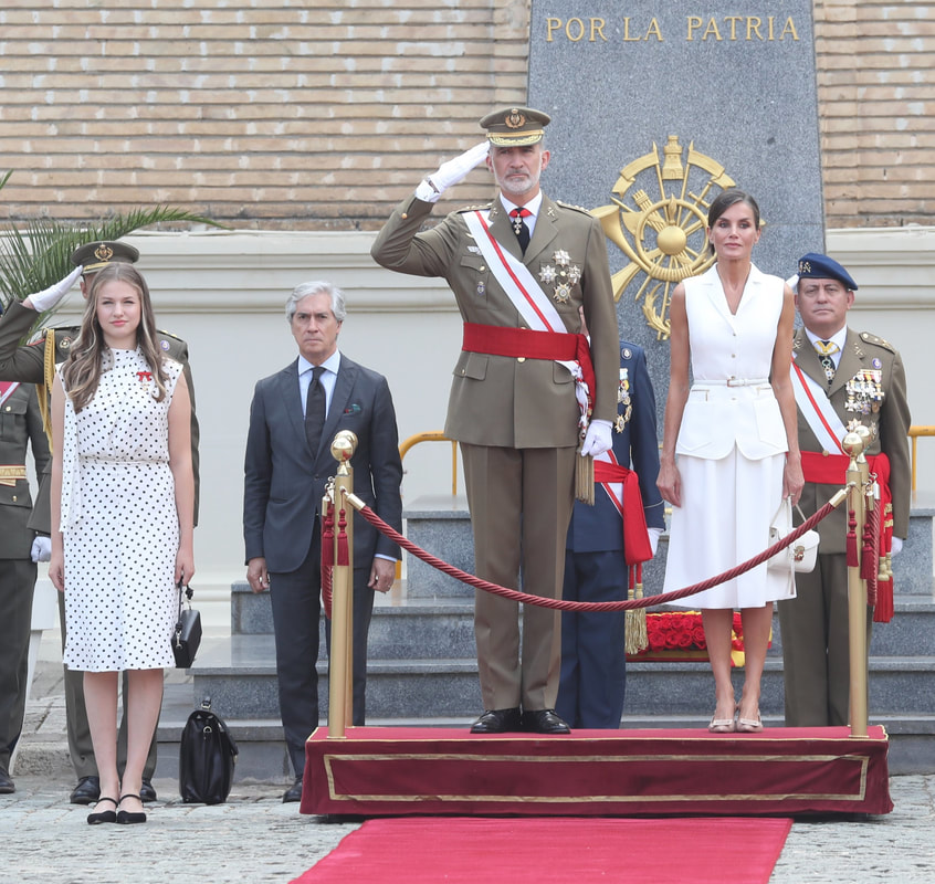 King Felipe, Queen Letizia, and Princess Leonor took part in the presentation of Dispatches and appointments to the newly trained officers of the Army at the General Military Academy in Zaragoza on 7th July 2023