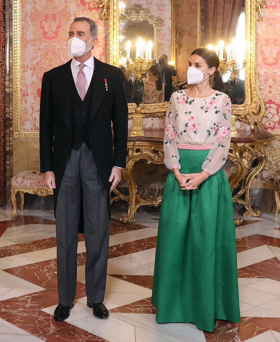 King Felipe VI and Queen Letizia of Spain hosted the annual new year reception for the Diplomatic Corps accredited in Spain at the Royal Palace of Madrid on 17th January 2022