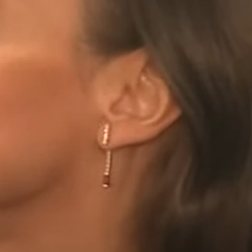 Queen Letizia wears Gold & Roses 'I Am Red' Needle Earrings