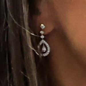 Queen Letizia wears Pavé halo diamond teardrop dangle earrings