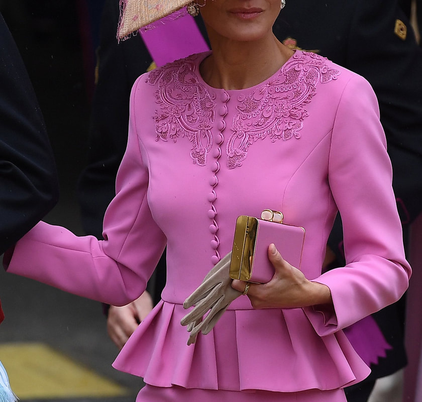 Queen Letizia wears pink Carolina Herrera peplum skirt suit for King Charles III coronation