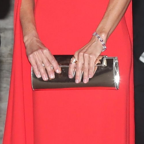 Queen Letizia carries Magrit 'Alice' Clutch in Gold Leather