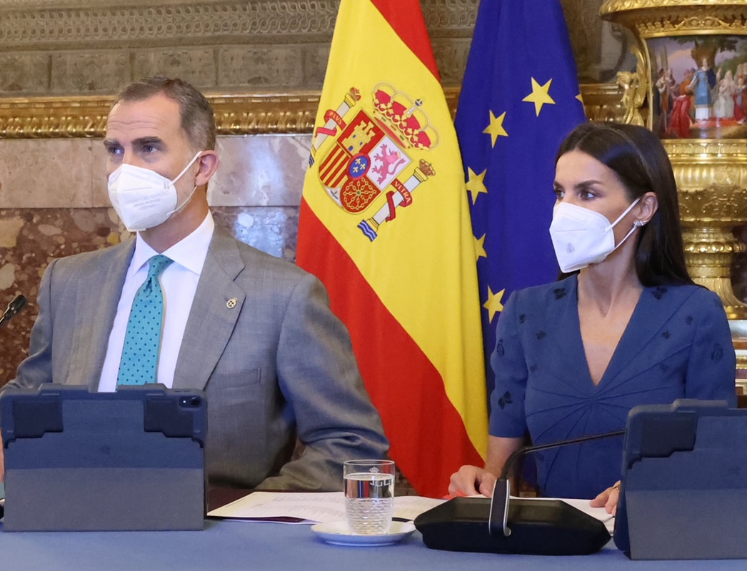 King Felipe VI and Queen Letizia of Spain presided over the annual meeting with the members of the Board of Trustees of the Princess of Asturias Foundation, at the Royal Palace of Madrid on 4 June 2021