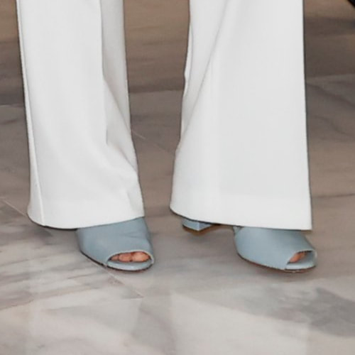 Queen Letizia wears Mint & Rose 'Arlena' sandals in 'adriatico blue' 