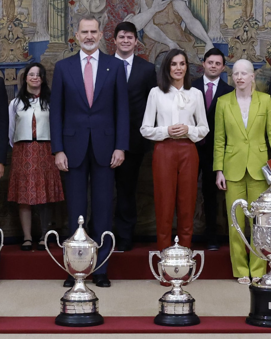 King Felipe VI and Queen Letizia preside over the 2022 National Sports Awards ceremony at the Royal Palace in Madrid on 4 April 2024
