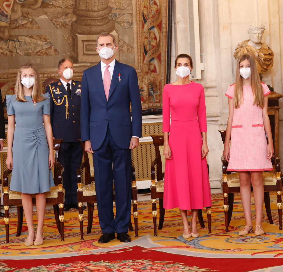 King Felipe VI and Queen Letizia accompanied by their daughters, Leonor, Princess of Asturias and Infanta Sofía, awarded decorations of the Order of Civil Merit on 18 Jun 2021