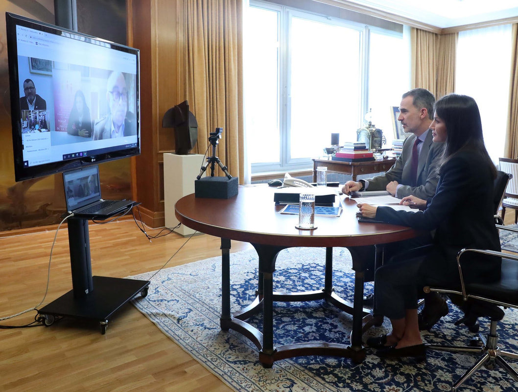 Kign Felipe VI and Queen Letizia held a video conference with Projecte Home Balears on 6 April 2020