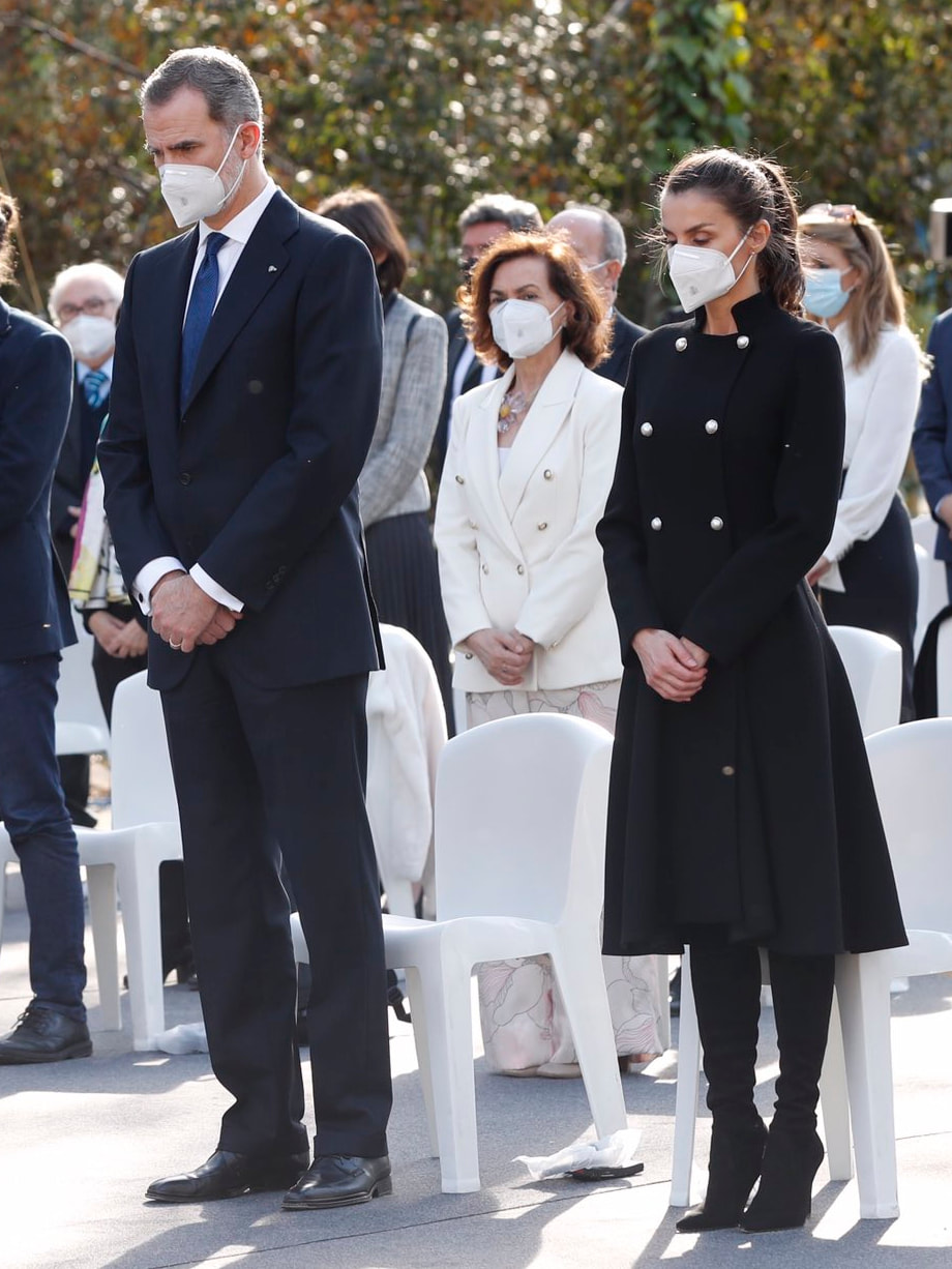 King Felipe VI and Queen Letizia of Spain presided over a commemorative event for the European Day of Remembrance for the Victims of Terrorism, ​in the Gardens of the Royal Palace of Madrid on 11 March 2021