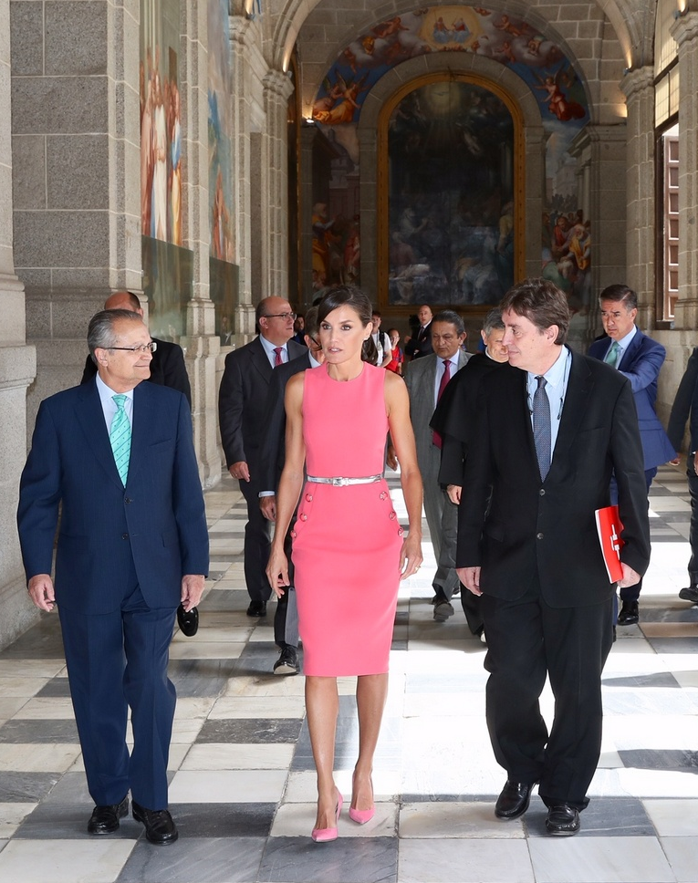 Queen Letizia visits Royal Monastery of San Lorenzo de El Escorial to attend Instituto Cervantes directors