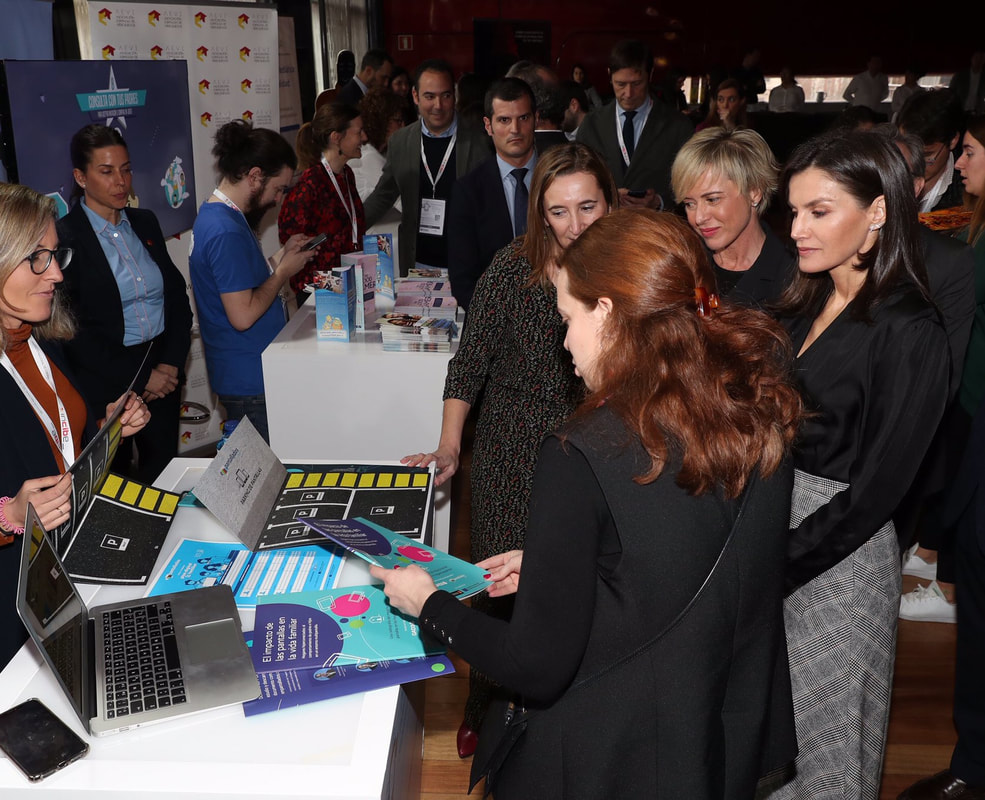 Queen Letizia chats with exhibitors at Safer Internet Day 2020 events in Madrid