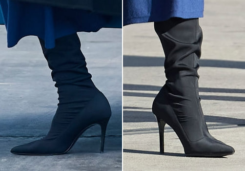 Queen Letizia wears Black satin boots