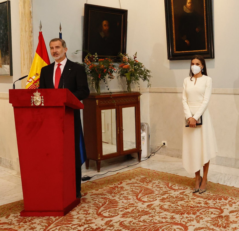 Queen Letizia brings back frayed asymmetrical dress for reception at Spanish embassy on Day 1 of State Visit to Sweden
