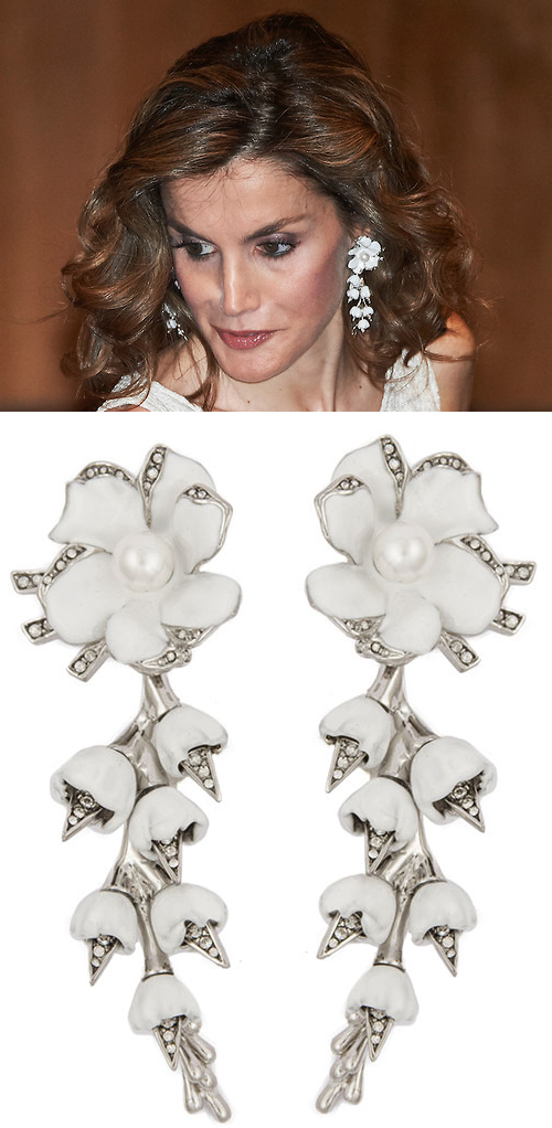 Queen Letizia wears SCHIELD Cyborg Flowers earrings