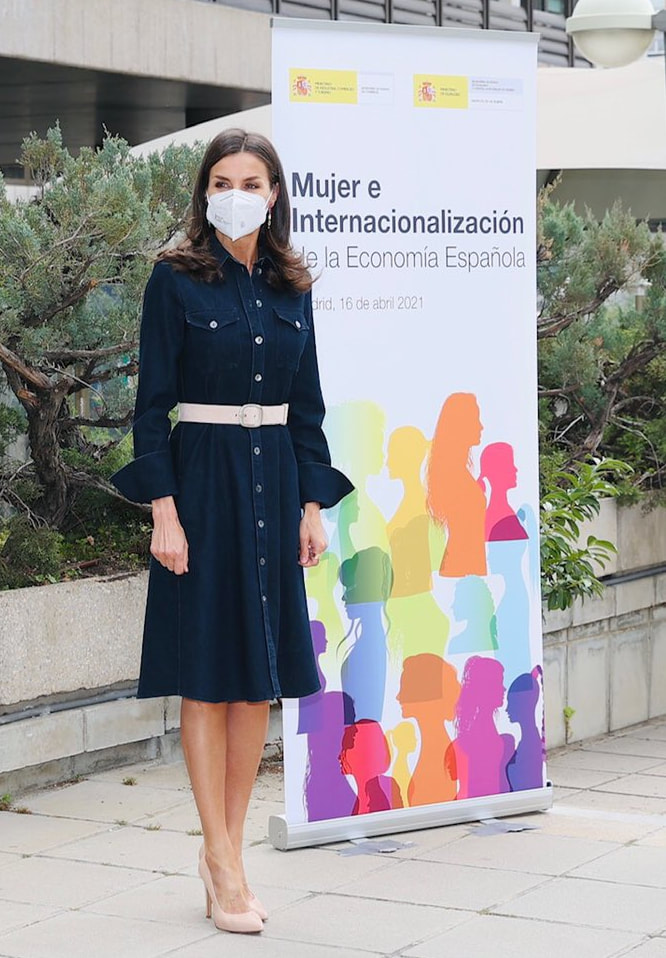 Queen Letizia of Spain was at the headquarters of The Ministry of Industry, Trade and Tourism on 16 April 2021 to attend a presentation of the report conducted by the 'Working Group' on 
