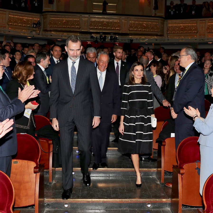 King Felipe and Queen Letizia attend the closing session of 2019 World Law Congress held at the Teatro Real in Madrid
