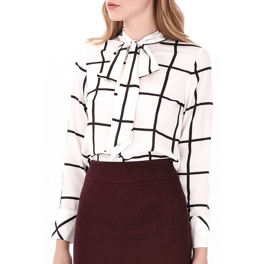 Roberto Verino Checked Blouse with Bow