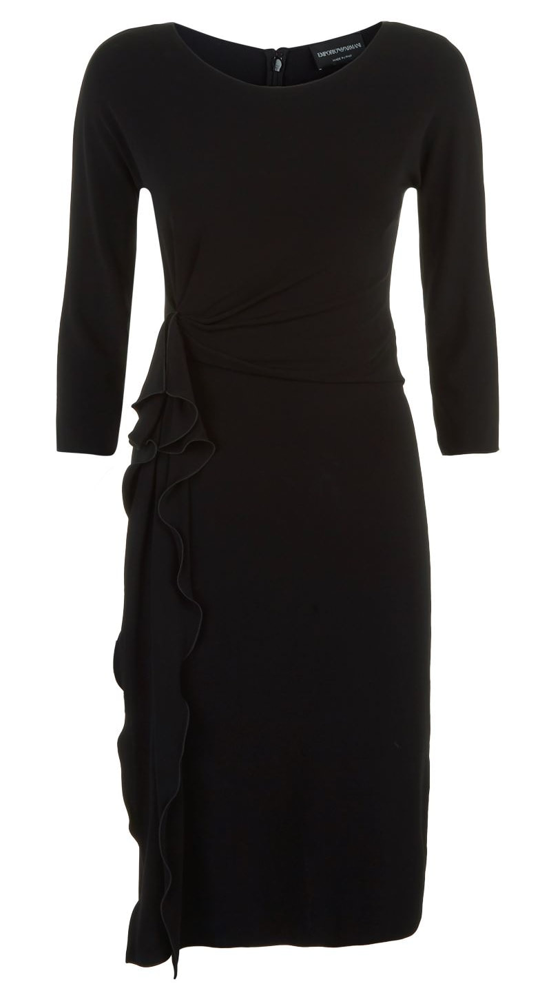 Emporio Armani Black Ruffle Side Dress