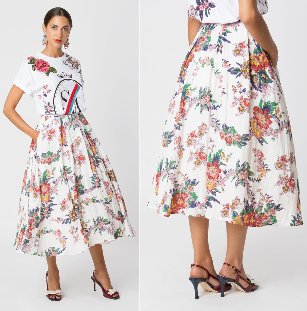 Sweet Matitos Girasol floral midi skirt