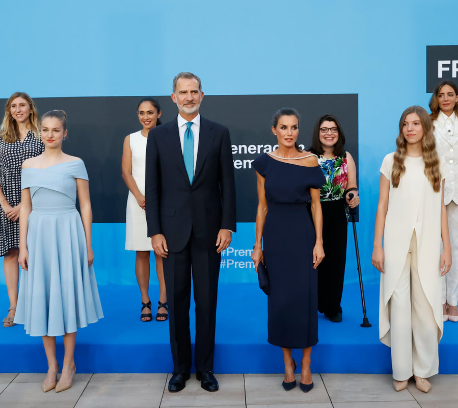 King Felipe VI, Queen Letizia, Princess Leonor, and Infanta Sofía preside over the ceremony for the Princess of Girona Foundation Awards at the AGBAR Water Museum in Barcelona on 4 July 2022