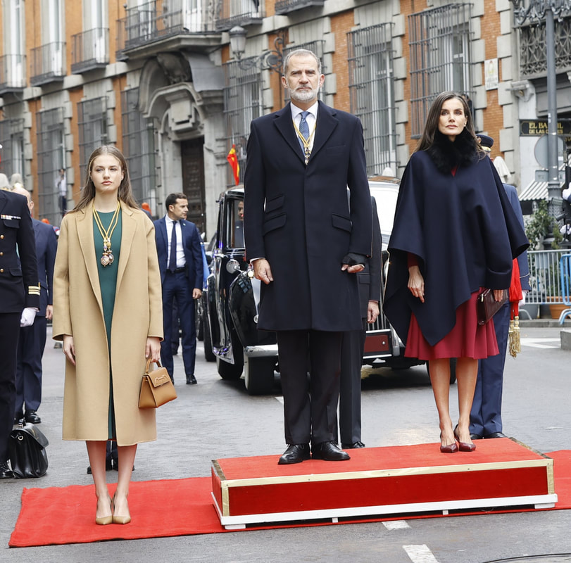 King Felipe VI and Queen Letizia of Spain were joined by their eldest daughter, Princess Leonor for the solemn opening of the XV Legislature at Palacio de las Cortes in Madrid on 29 November 2023