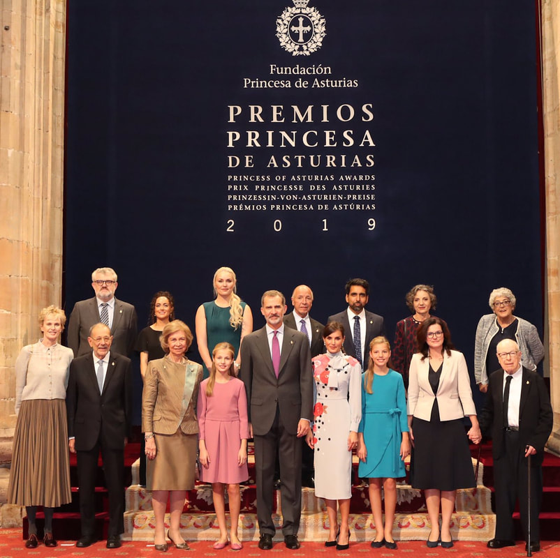 The royal family were then joined by Queen Sofia for an audience with the 2019 Princess of Asturias Award laureates